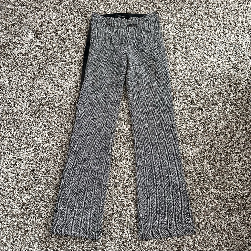 Bebe Low Rise Flared Dress Pants with a Black Stripe on the Sides